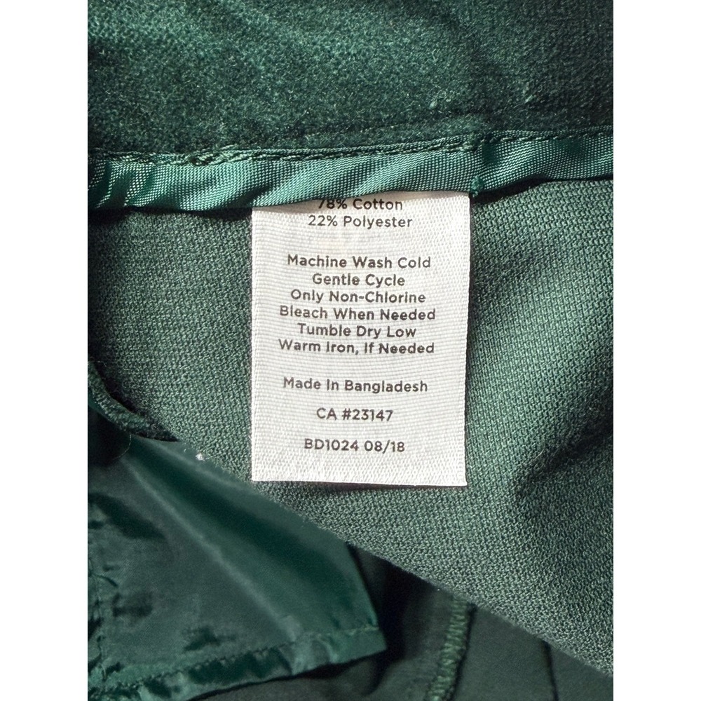 Talbots Pants Womens 10 Emerald Green Velour High Rise Holiday Whimsigoth Office - Picture 5 of 8